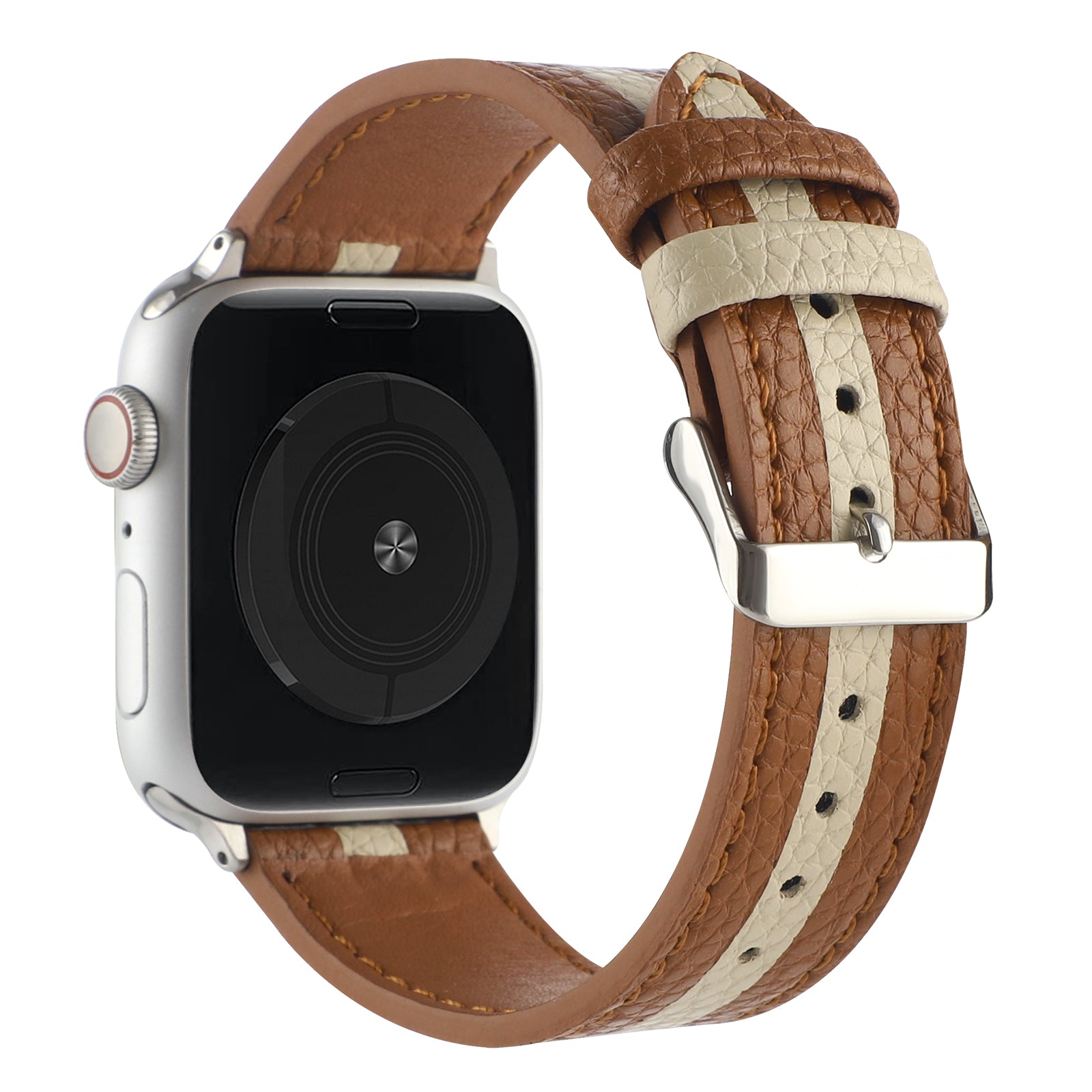 For Apple Watch Ultra Ultra 2 49mm Series 9 8 7 45mm 6 5 4 SE SE (2022) (2023) 44mm 3 2 1 42mm Watch Strap Genuine Leather Stripe Watch Band For Apple Watch Ultra Ultra 2 49mm Series 9 8 7 45mm 6 5 4 SE SE (2022) (2023) 44mm 3 2 1 42mm Watch Strap Genuine Leather Stripe Watch Band
